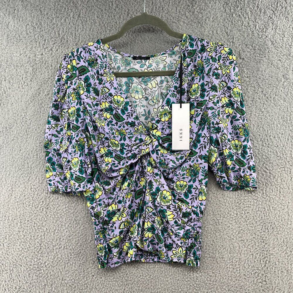 IKKS paris women’s flower print draped blouse size EU 40 NWT